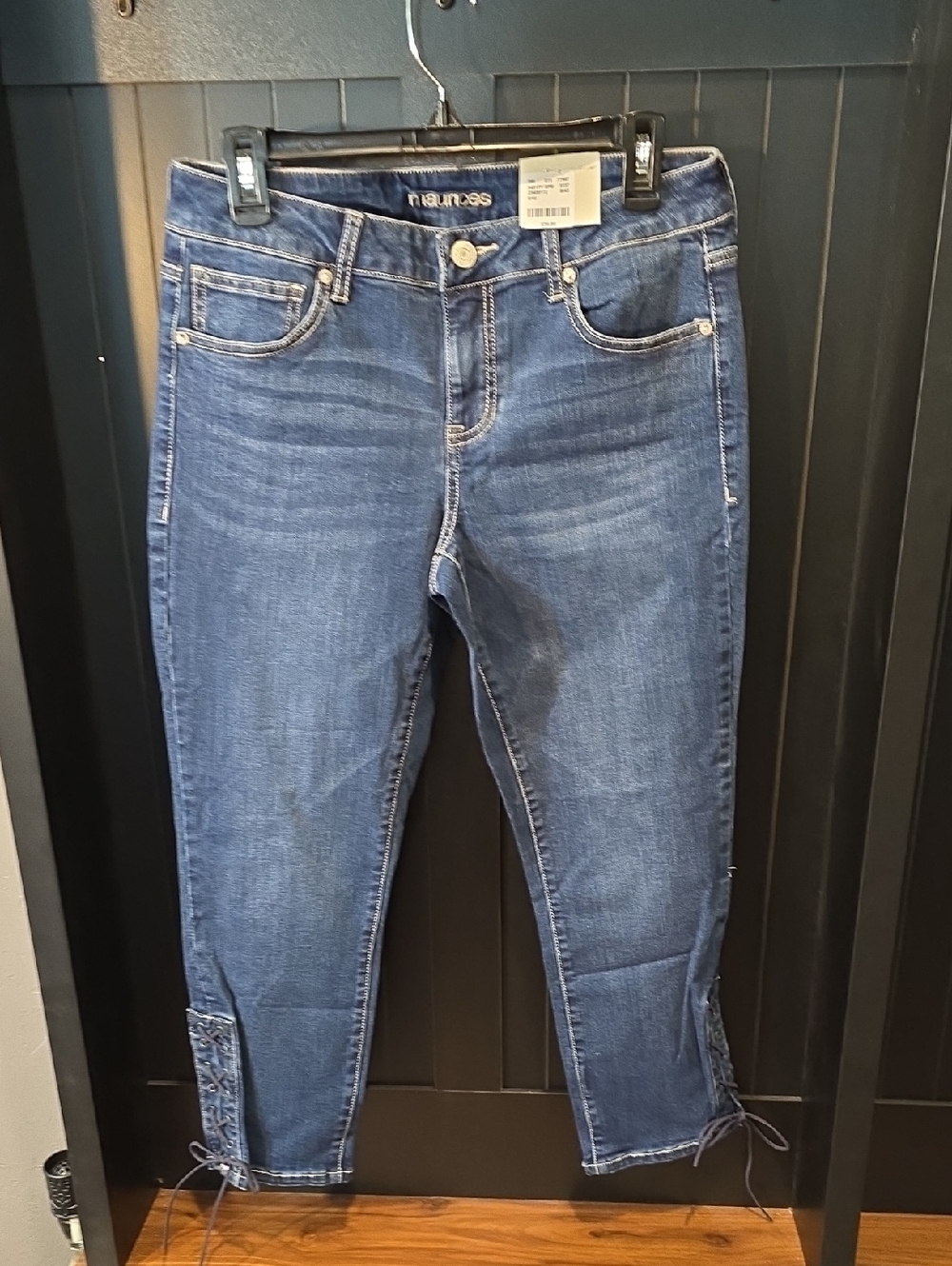 NWT Maurices Dark Blue Ankle Tie-Hem Jeans